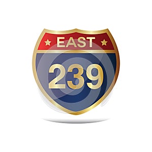 east 239 highway sign. Vector illustration decorative design