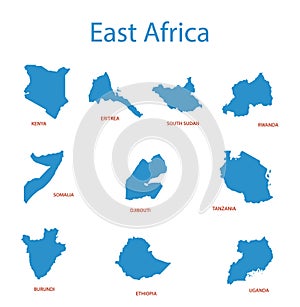 East africa - maps of territories - vector