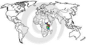 East African Community territory on world map