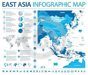 East Asia Map - Info Graphic Vector Illustration