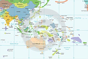 East Asia and Oceania Map - Vector Illustration photo