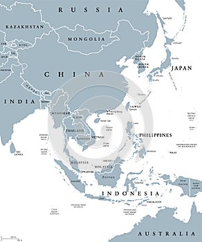 East Asia political map photo