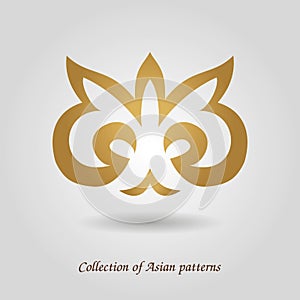 East asian pattern.golden abstract pattern. Asian floral designs. National Stylomad: Kazakhs, Kyrgyz, Tatars