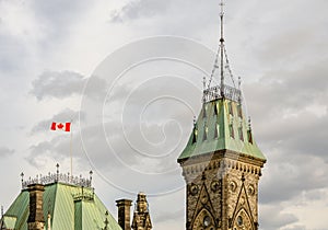 East Block of Parliament Hill in cloudy day, Ottawa, Canada