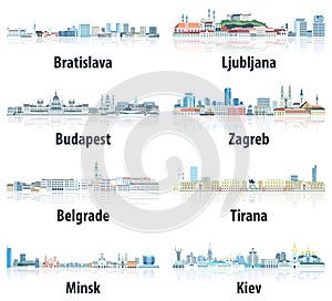 Cities of East Europe skylines in tints of blue color palette. ÃÂ¡rystal aesthetics style photo