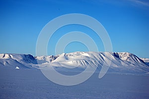 East Greenland coastal winter landscape