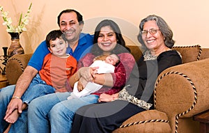 East Indian family at home