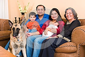 East Indian family at home