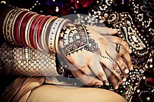 East Indian Wedding Couple Holding Hands