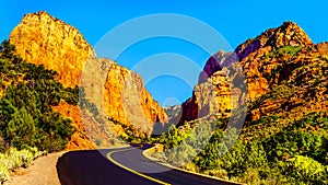 East Kolob Canyon Road as it winds its way passed Buck Pasture Mountain at Lee Pass in the Kolob Canyon