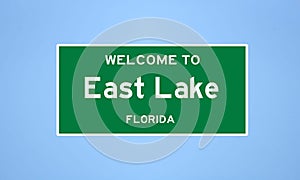 East Lake, Florida city limit sign. Town sign from the USA.