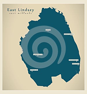 East Lindsey district map - England UK