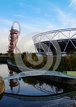 East London, UK: Olympic Stadium and Arcelormittal Orbit, Stratford