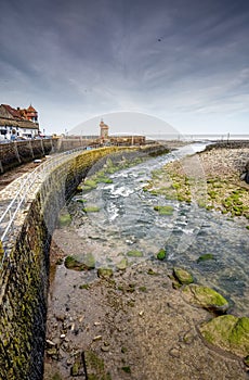 East Lyn river at Lynmouth harbour, Devon.