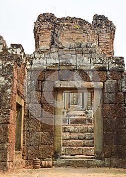 The East Mebon is a 10th Century temple at Angkor, Cambodia. Built during the reign of King Rajendravarman