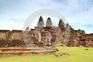 East Mebon Mountain temple in the center of the East baray at Cambodia
