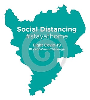 East Midlands map with Social Distancing stayathome tag