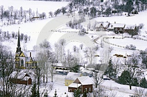 East Orange, VT covered in snow during winter