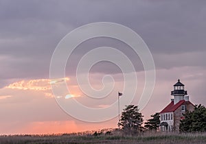 East Point Lighthouse, New Jersey at sunset