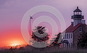 East Point Lighthouse, New Jersey at sunset