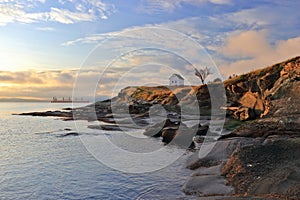 East Point on Saturna Island with Historic Fog Warning Station in Early Morning Light, Gulf Islands National Park, BC