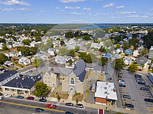 Haven United Methodist Church aerial view, East Providence RI, USA photo