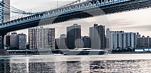 East River crossing. architecture of historic bridge in manhattan. bridge connecting Lower Manhattan at Canal Street photo