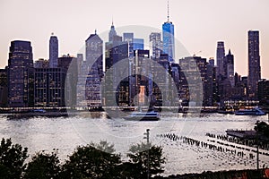 East River at dusk with Manhattan Panorama, New York City