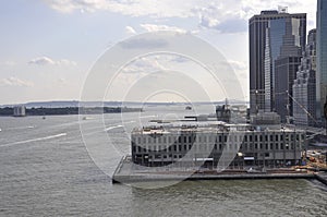 East River Landscape and Lower Manhattan from New York City in United States