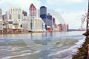 East River and Lower Manhattan from Roosevelt Island.