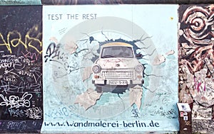 East side gallery graffiti trabant