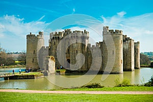 EAST SUSSEX/ENGLAND - April 10, 2014 - Bodiam Castle is a 14th-century moated castle near Robertsbridge in East Sussex, England. I