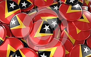 East Timor Badges Background - Pile of timorese Flag Buttons.