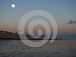 East Wittering beach afterglow with full moon