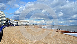 Eastbourne Pier and beach, East Sussex, England, UK.