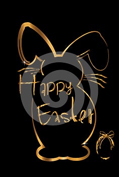 Easter background bunny in gold photo