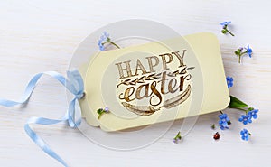 Easter background; card and spring flovers