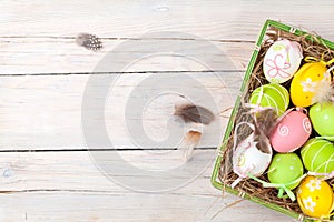 Easter background with colorful eggs