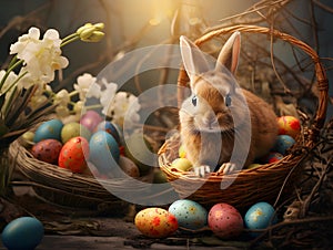 Easter background with cute bunny