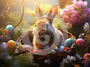 Easter background with cute bunny