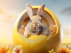 Easter background with cute bunny