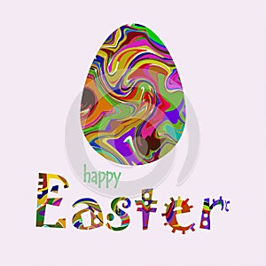 Easter Background with Decorated Eggs and `Easter`