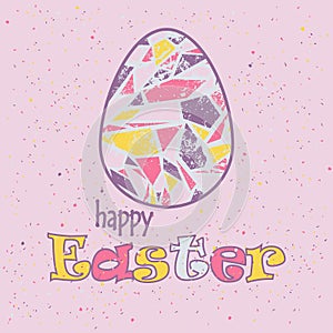 Easter Background with Decorated Eggs and `Easter`