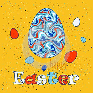 Easter Background with Decorated Eggs and `Easter`