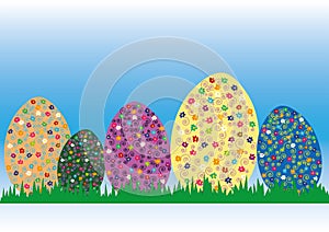 Easter background, easter eggs with floral pattern