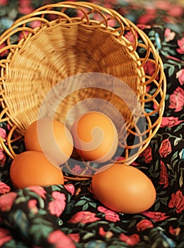Easter background. eggs in the basket