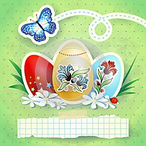 Easter background with eggs and butterfly