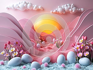 Easter background in the style of Three-Dimensional Art Mediums photo