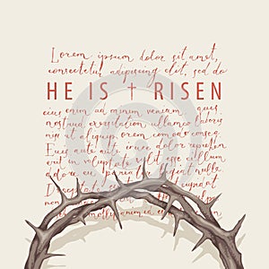 Easter banner with crown of thorns and lorem ipsum