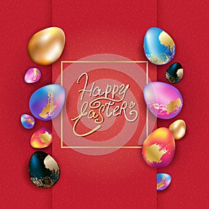 Easter banner design with colorful eggs